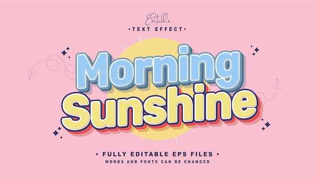 Vector editable morning sunshine text effect