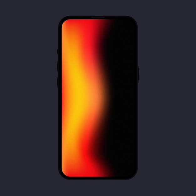 Editable Smartphone Mockup. New Model. Front View. Red Gradient Screen. Vector illustration