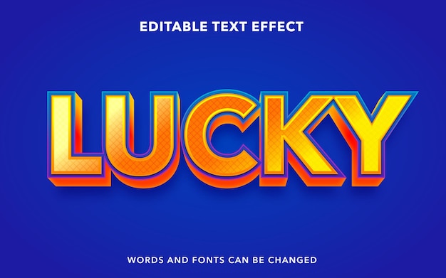 Editable Text Effect for Orange and Blue Lucky