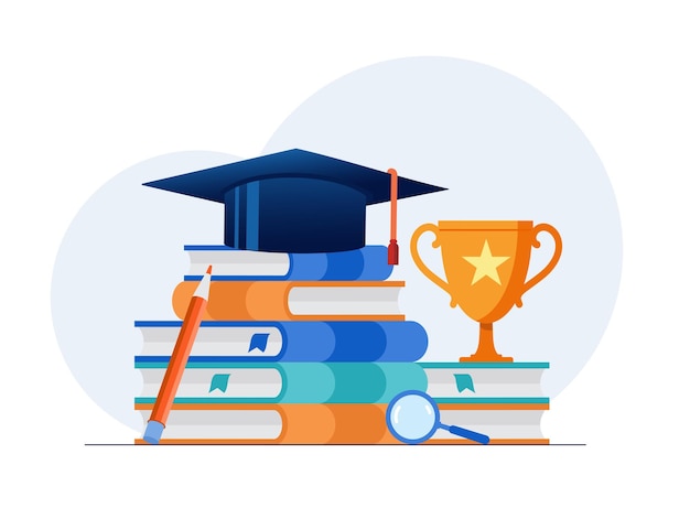 Education achievement learning scholarship education concept flat vector illustration landing page