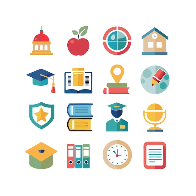 Vector education icon set collection vector illustration for documents websites and mobile applications