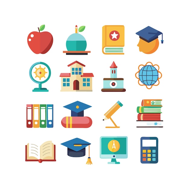 Vector education icon set collection vector illustration for documents websites and mobile applications