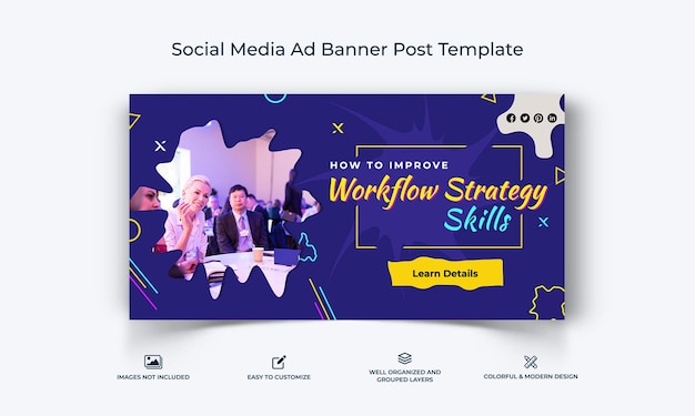 Education social media facebook ad banner post template premium vector