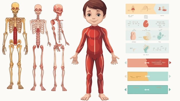 Educational Little Kid Body Anatomy Poster Cartoon