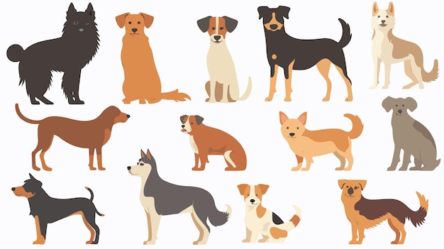 Vector een verzameling honden uit de serie foto's van honden