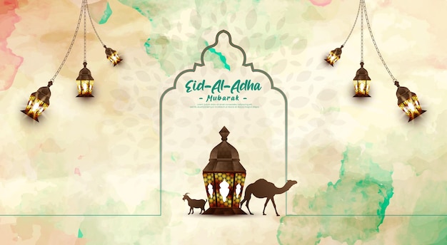 Eid al Adha mubarak and islamic festival post template