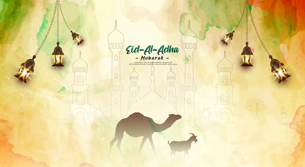 Eid al Adha mubarak and islamic festival post template