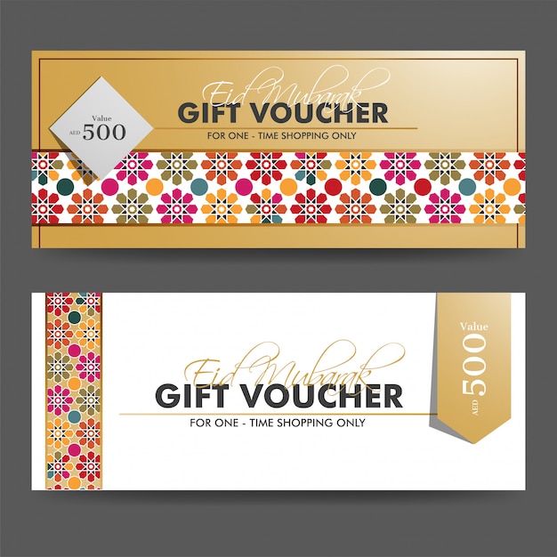 Eid Mubarak Gift Voucher layout with best discount offer