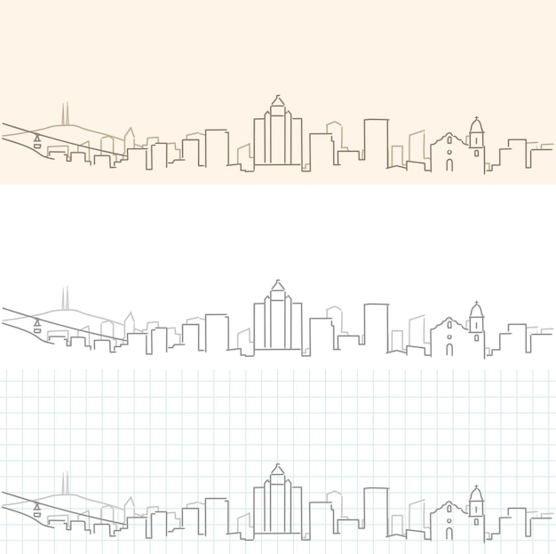 Vector el paso hand drawn profile skyline