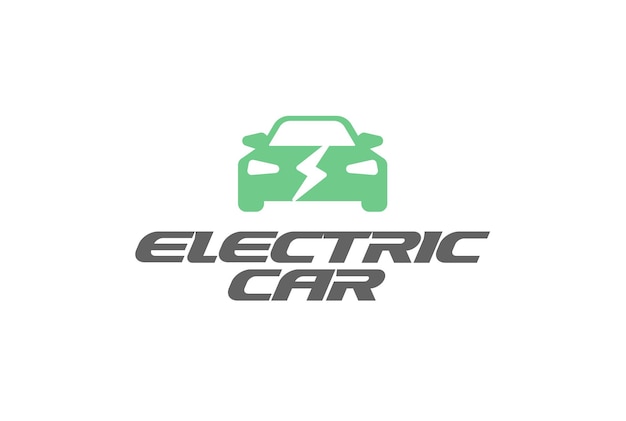 Electric car logo concept flat cartoon icon Automotive vector logotype for electric transport and charger logotype Abstract label Vector illustration