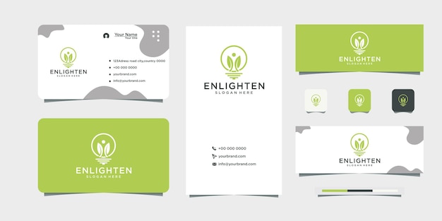 Electric light bulb green logo design business card design