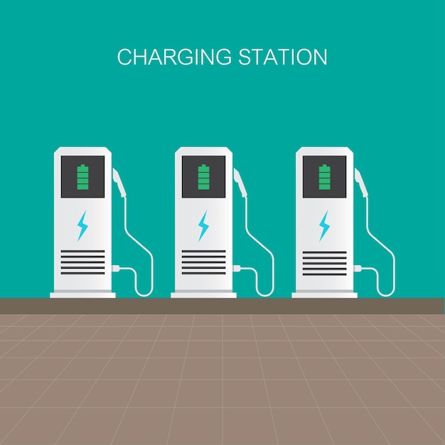 Vector electricity car charging station