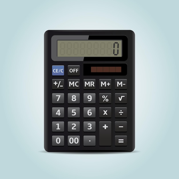 Electronic calculator isolated on blue