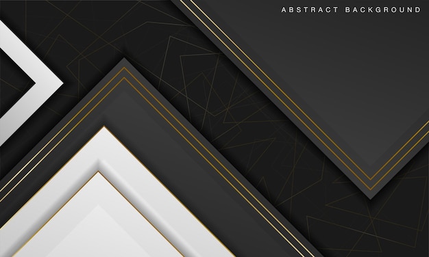 Vector elegant abstract black and white background with line golden elements realistic luxury 3d concept