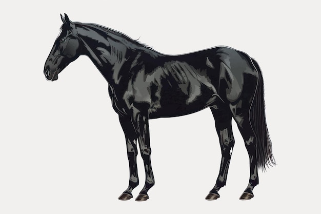 Vector elegant black horse illustration