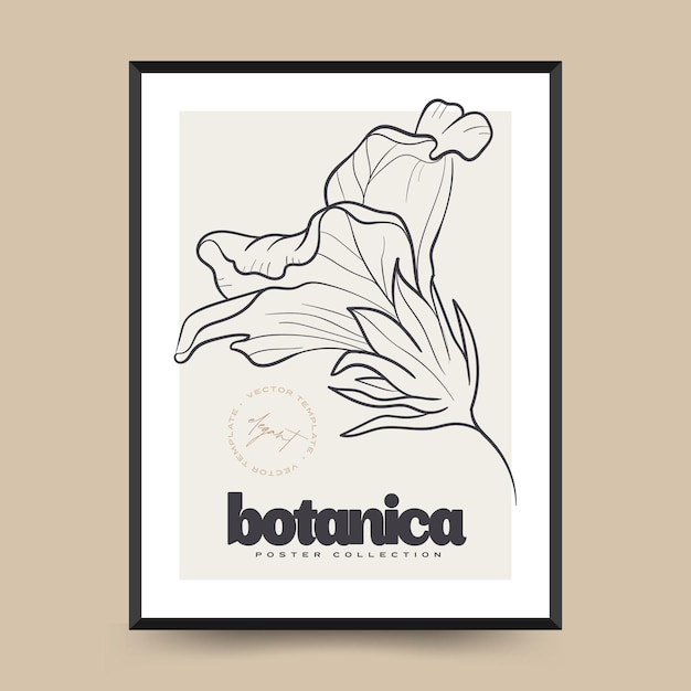 Elegant Botanical abstract wall arts. Floral vector poster collection.