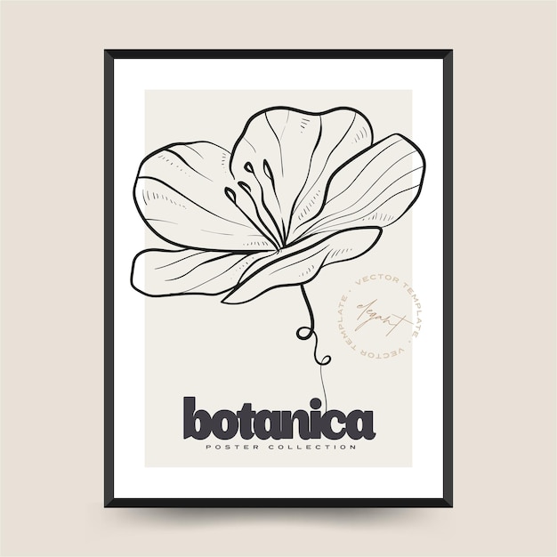 Elegant Botanical abstract wall arts. Floral vector poster collection.