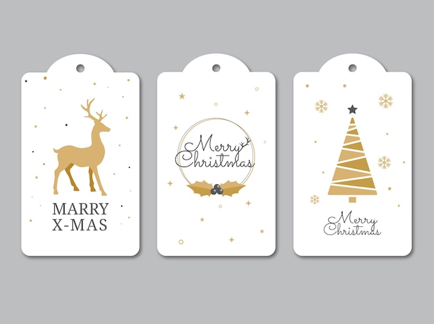 Elegant christmas label collection. set of christmas gift tags