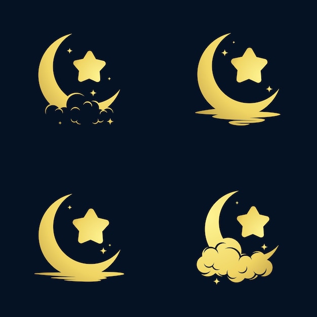 Vector elegant crescent moon and star logo design