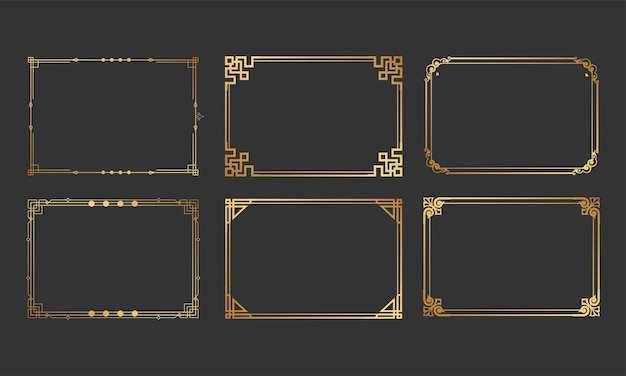 Vector elegant gold art deco frame vector collection for invitations and designs