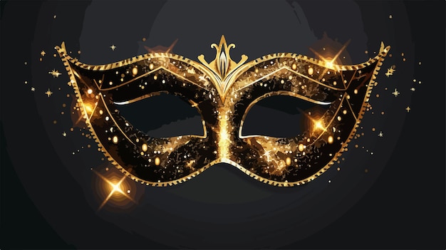 Vector elegant golden carnival mask on black background vector illustration