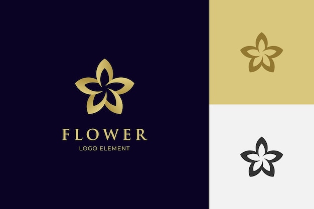 Elegant golden flower logo icon design element with star combined design concept for beauty skin care cosmetics brand logo symbol