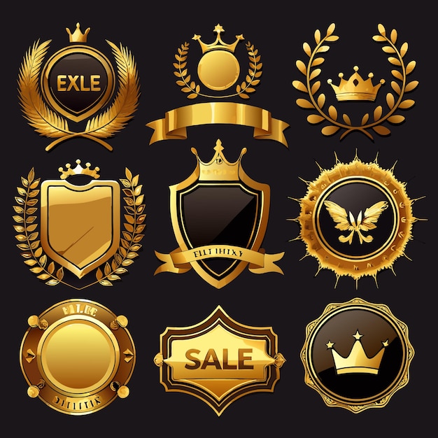 Vector elegant gouden badges en emblemen premium vector collectie