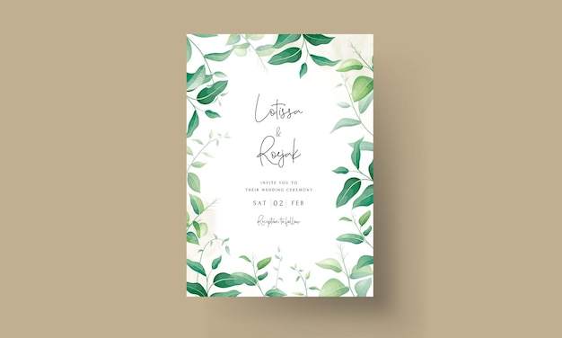 elegant greenery leaves watercolor wedding invitation