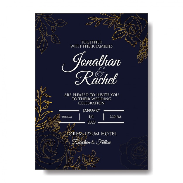 Elegant Hand Drawn Wedding Invitation Template