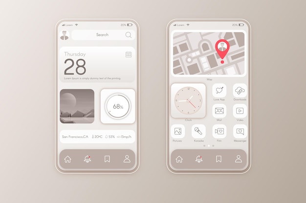 Vector elegant home screen template for smartphone