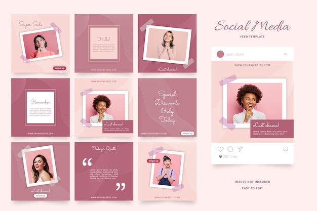 Elegant pink template for social media feed