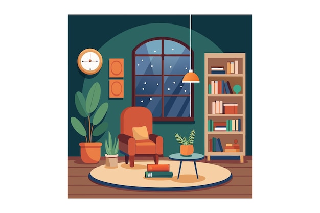 Vector elegant reading room vector art for designers