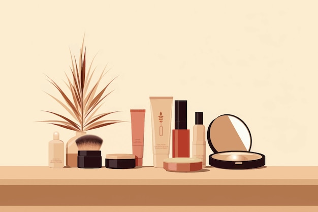 Vector elegant skincare and makeup display