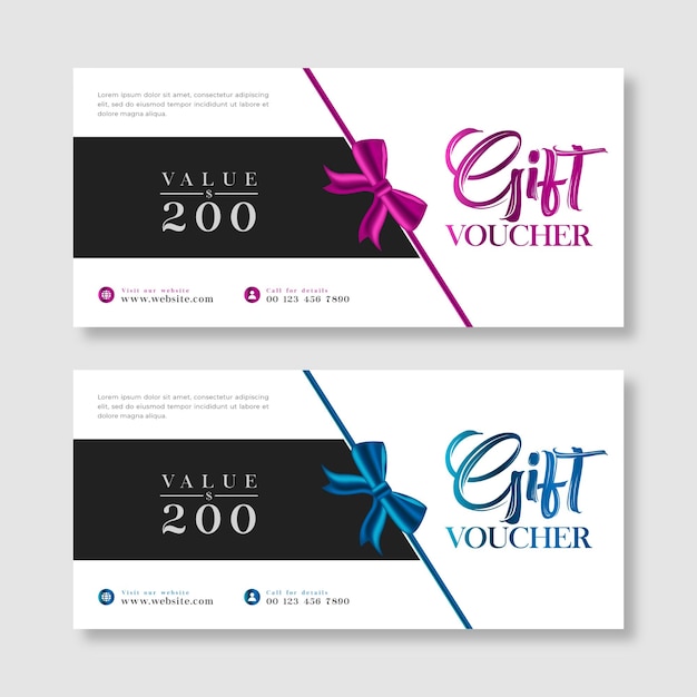 Elegant style gradient gift voucher template set