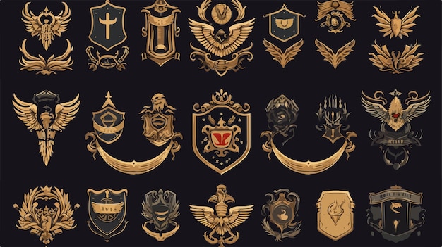 Vector elegant vintage award designs with heraldic coat of arms