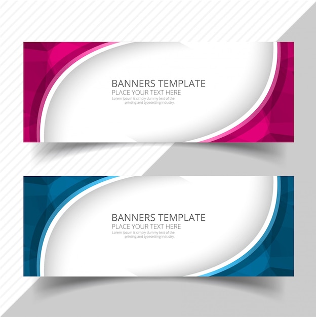 Elegant wave colorful banners set design