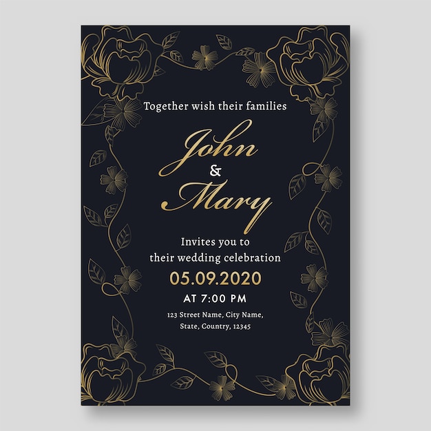 Elegant Wedding Invitation Card  with Event Details.