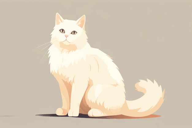 Elegant white cat illustration