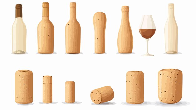 Vector elegant wine cork vector set for alcohol theme