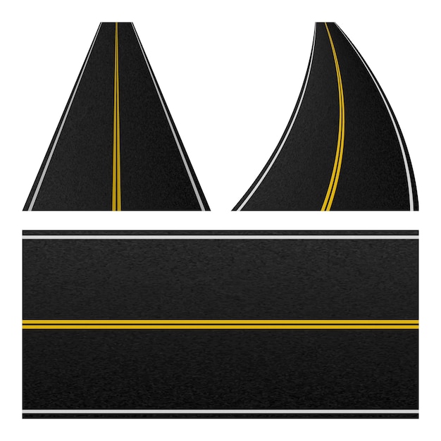 Vector element of road stripe. set of marking highway. empty traffic road pattern.