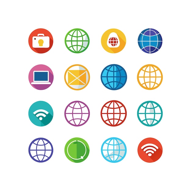 Vector email and global web icon set vector