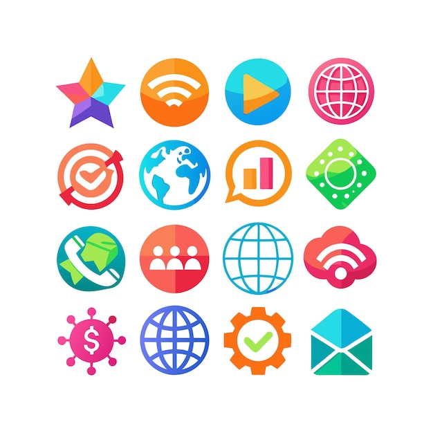 Vector email and global web icon set vector