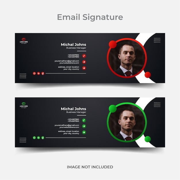 Email signature template or email footer and personal social media cover design