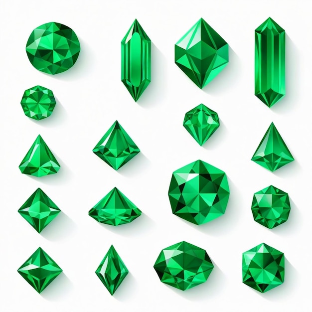 Vector emerald vector set white background isolated a high quality n