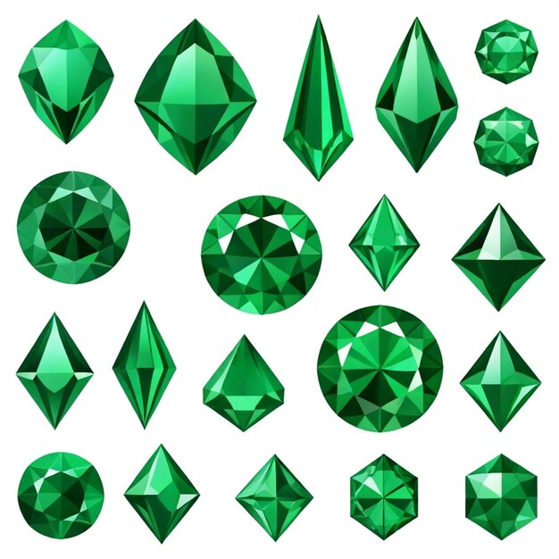 Vector emerald vector set white background isolated a high