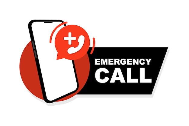 Vector emergency call flat illustration with red emergency call for concept design emergency call center app hotline for help desk vector illustration