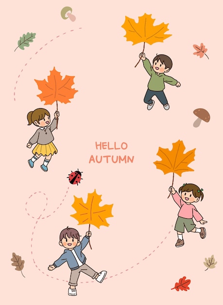 Vector emotional background illustration of fall