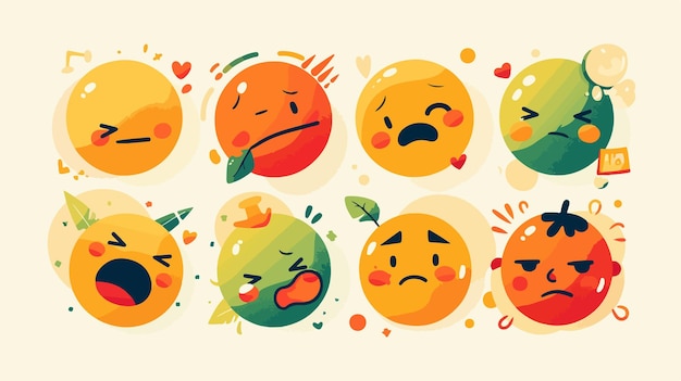 Vector emotions sticker collection with diverse expressions for creative projects