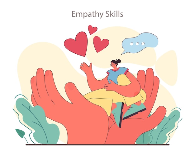 Vector empathy skill development person with deep understanding of emotions and sympathy selfdevelopment