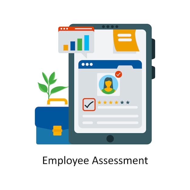 Vector employee assessment concept flat icon style illustration